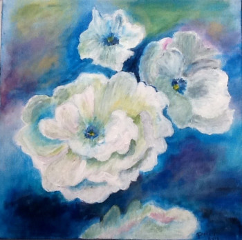 Named contemporary work « Roses blanches », Made by PATRICIA DELEY