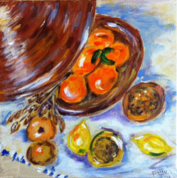 Named contemporary work « Tagine et fruits marocains », Made by PATRICIA DELEY