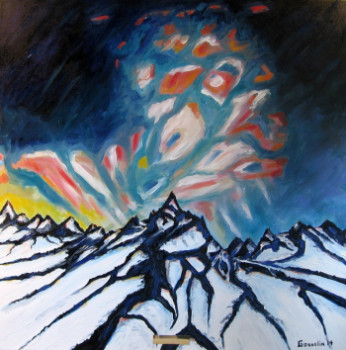 Named contemporary work « Aurore boréale en Alaska », Made by GéRALD GOSSELIN
