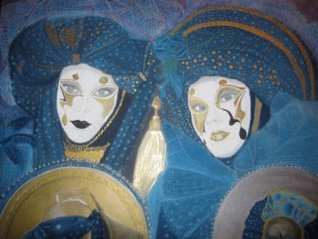 Named contemporary work « Maschera blu », Made by MICHELINE COLLE