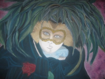 Named contemporary work « Maschera con la rosa », Made by MICHELINE COLLE