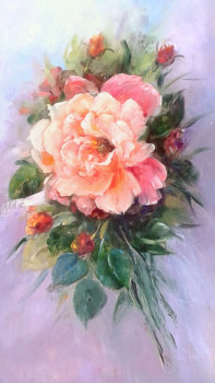 Named contemporary work « Les roses », Made by CHRISPAINT FLOWERS