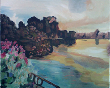 Named contemporary work « lac le matin », Made by MIREILLE BREGOU