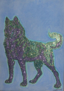 Named contemporary work « Chien-Loup Brillant », Made by SAMACHER