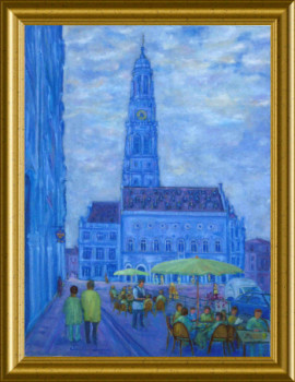 Named contemporary work « Arras, le beffroi, la place des héros et ses terrasses de cafés », Made by ARTOIS