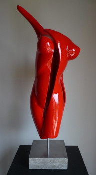 Named contemporary work « Three red body », Made by CHRISTOPHE