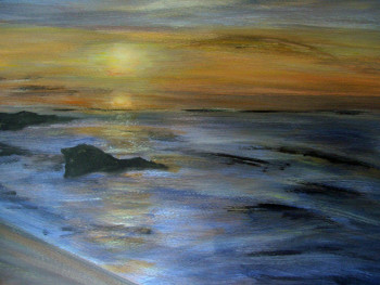 Named contemporary work « Le coucher du soleil, Biarritz », Made by NADIA VIGUIER