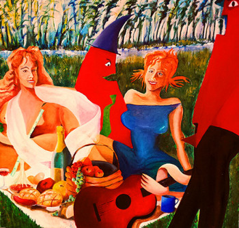 Named contemporary work « Déjeuner sur l'herbe en mode funky », Made by MAAKO