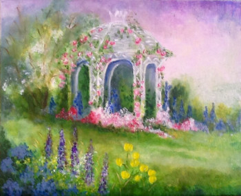 Contemporary work named « Romantisme anglais - le jardin », Created by PATRICIA DELEY