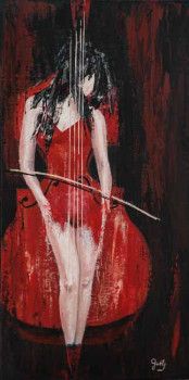 Contemporary work named « Femme violoncelle », Created by GUELY