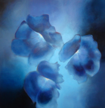 Named contemporary work « roses trémières », Made by HéLèNE DESSALLE