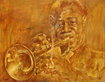 Named contemporary work « Louis Armstrong I », Made by KATIA FONDECAVE