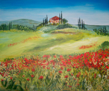 Named contemporary work « paysage de Toscane », Made by MICHèLE PARFAIT