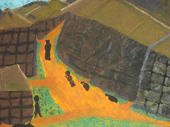 Named contemporary work « La matinée d'un village du Benin », Made by OLAVIC