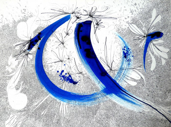 Named contemporary work « Oxymore bleu N°1 », Made by SILLOU SOUNE