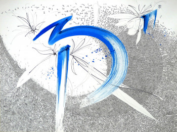 Named contemporary work « Oxymore bleu N°3 », Made by SILLOU SOUNE