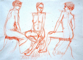 Named contemporary work « La discussion », Made by AFFIF CHERFAOUI