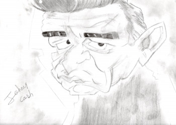 Named contemporary work « Johnny Cash caricature », Made by ANILEMARTWORK