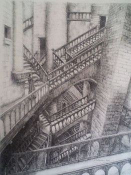Named contemporary work « Escalier labyrynthe 1 », Made by JACQUES TAFFOREAU