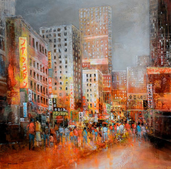 Named contemporary work « Nuit sur la ville », Made by JEAN GODIN