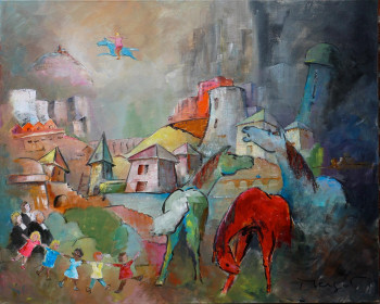 Named contemporary work « le rêve des trois chevaux », Made by THIERRY MERGET