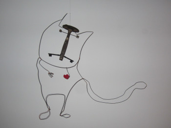 Named contemporary work « le chat chapeauté », Made by COEUR à VIF