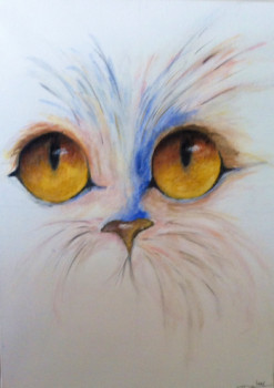 Contemporary work named « Le chat , son regard », Created by PATRICIA DELEY
