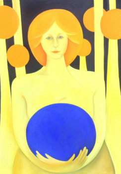 Named contemporary work « l'orange bleue », Made by FRANçOISE COEURET