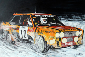 Named contemporary work « Monte Carlo 1980 - FIAT 131 ABARTH - Michele MOUTON-Annie ARRII », Made by ALAIN PINEDE