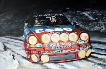 Named contemporary work « Monte Carlo 1981 - PORSCHE 911 ALMERAS -Jean- Luc Therier-Michel Vial », Made by ALAIN PINEDE