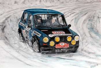 Named contemporary work « Monte Carlo 1977 AUTOBIANCHI A112 ABARTH CHARDONNET Michèle MOUTON Françoise CONCONI », Made by ALAIN PINEDE