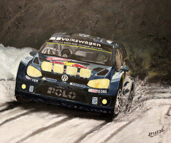 Named contemporary work « Monte Carlo 2015 VOLKSWAGEN POLO R WRC Sébastien Ogier - Julien Ingrasia », Made by ALAIN PINEDE