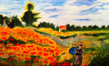 Named contemporary work « Champ de coquelicots d après C Monet », Made by PATRICIA DELEY