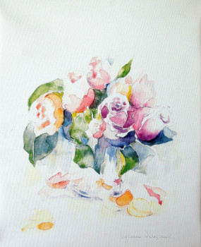 Contemporary work named « bouquet de roses », Created by LYLIANE FOUCAULT
