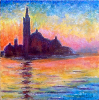 Named contemporary work « Coucher de soleil sur San Giorgio d après C Monet », Made by PATRICIA DELEY