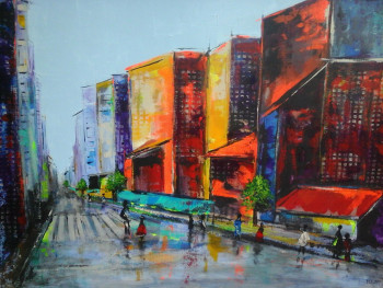 Named contemporary work « URBANISME COLORE 1 », Made by MIREILLE MAURY