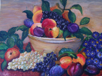Named contemporary work « Belle composition de fruits d'été - Nature Morte », Made by PATRICIA DELEY