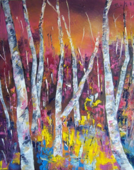 Contemporary work named « Forêt Rouge », Created by DI BLIQUI