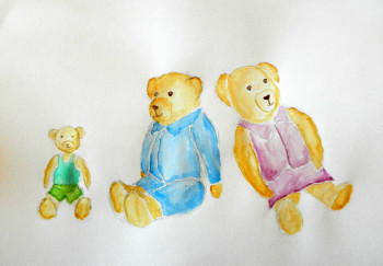 Named contemporary work « famille nounours », Made by DAUTHEVILLE