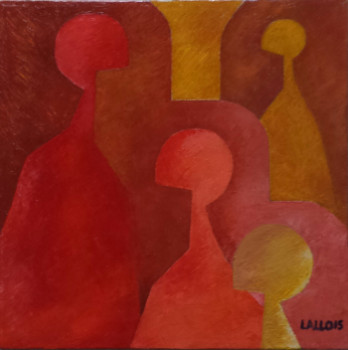 Named contemporary work « 4 figures, nuance de rouge », Made by LALLO