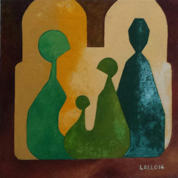 Named contemporary work « 4 figures, nuance de vert », Made by LALLO