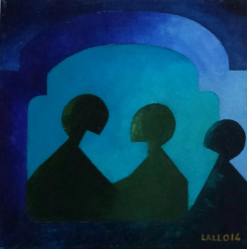 Named contemporary work « 3 figures, bleues », Made by LALLO