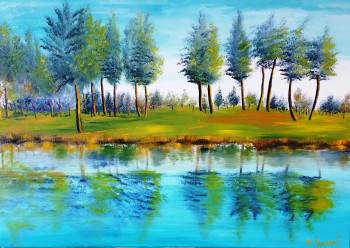 Named contemporary work « Paysage turquoise », Made by SEBASTIEN LAURENT