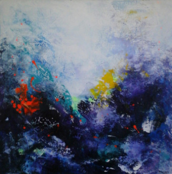 Named contemporary work « NEBULEUSE BLEUE 4 », Made by MIREILLE MAURY