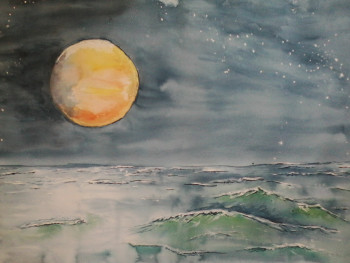 Named contemporary work « Moon on the sea », Made by MICSOLO