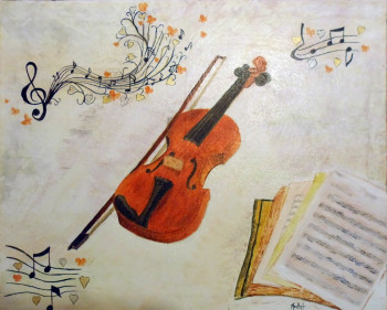 Named contemporary work « Le violon », Made by JACKY MONKA