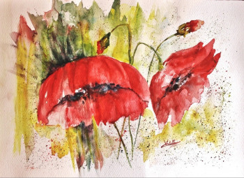 Named contemporary work « Les poppies  », Made by CATHERINE VALETTE