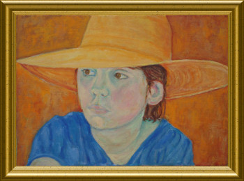 Named contemporary work « Jeune file au chapeau de paille », Made by ARTOIS