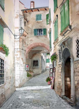 Named contemporary work « Ruelle à Rovinj (Croatie) », Made by PATRICK LéAU