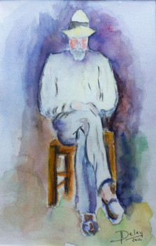 Named contemporary work « L homme assis d'après de P Cezanne », Made by PATRICIA DELEY